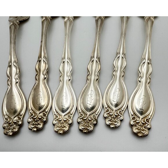 Vintage Holmes & Edwards Chalon Chatsworth Dinner Forks Set of 6 Monogrammed - Picture 6 of 7